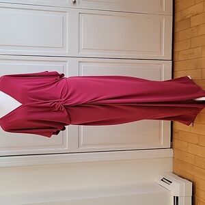 Knot-Front V-Neck Maxi Dress In Deep Red